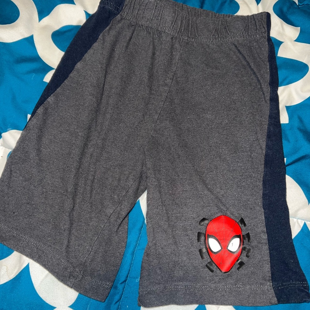 Gray and Blue Shorts with Spider-Man Design